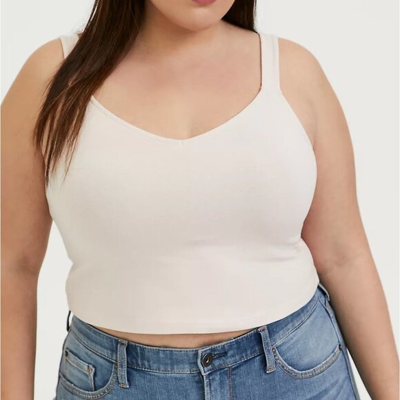 🆕 4X LIGHT PINK V-NECK CROP FOXY CAMI - Picture 1 of 4